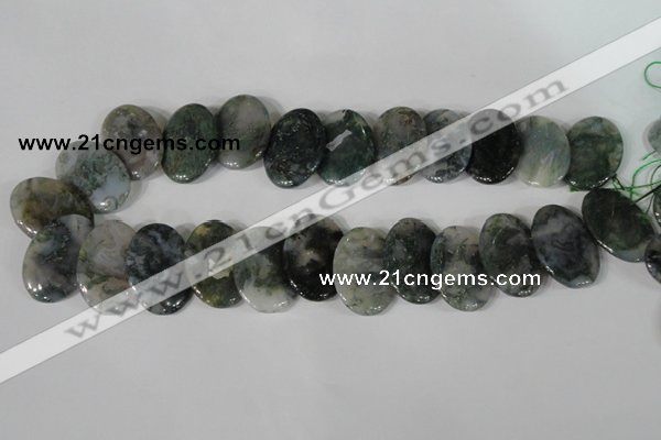 CTD24 Top drilled 20*30mm oval moss agate beads wholesale