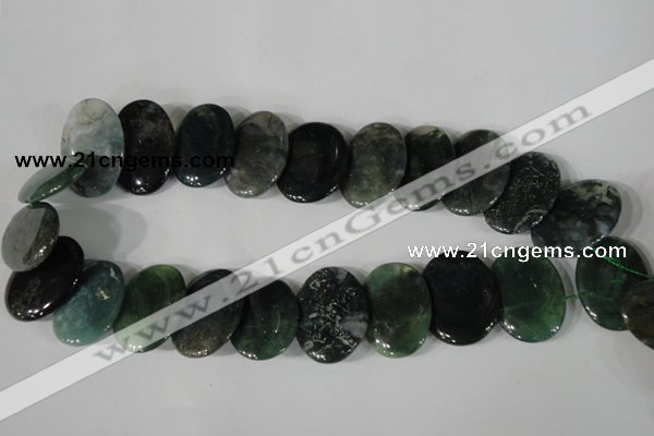 CTD25 Top drilled 20*30mm oval moss agate beads wholesale