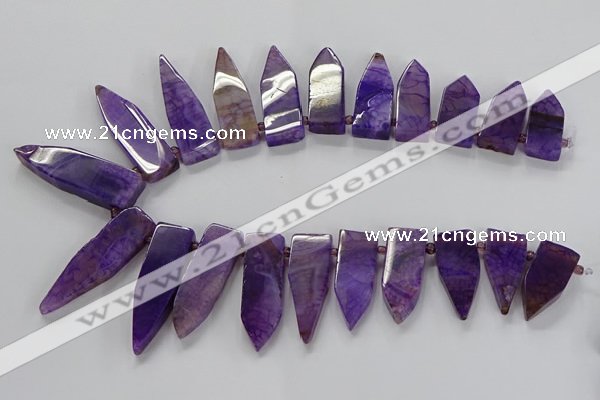 CTD2511 Top drilled 15*25mm - 16*50mm sticks agate gemstone beads