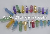 CTD2518 Top drilled 8*25mm - 11*50mm sticks druzy agate beads