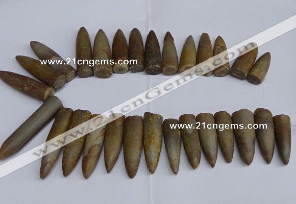 CTD2562 Top drilled 12*35mm - 15*55mm bullet agate fossil beads