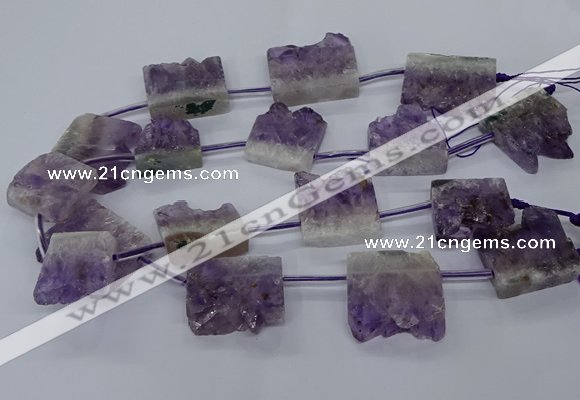 CTD2572 15.5 inches 28*30mm - 30*33mm freeform druzy amethyst beads