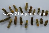 CTD2578 Top drilled 10*30mm - 10*50mm sticks plated druzy agate beads