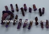 CTD2579 Top drilled 10*30mm - 10*50mm sticks plated druzy agate beads