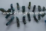 CTD2581 Top drilled 10*30mm - 10*50mm sticks plated druzy agate beads