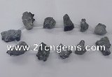 CTD2616 Top drilled 15*25mm - 25*35mm nuggets plated druzy quartz beads