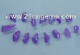 CTD2623 Top drilled 10*25mm - 20*45mm nuggets plated druzy quartz beads