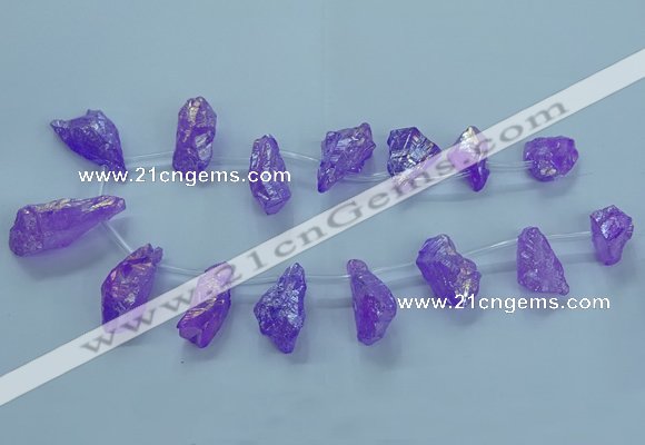 CTD2623 Top drilled 10*25mm - 20*45mm nuggets plated druzy quartz beads