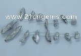 CTD2631 Top drilled 10*25mm - 20*45mm nuggets plated druzy quartz beads