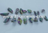 CTD2633 Top drilled 10*25mm - 20*45mm nuggets plated druzy quartz beads