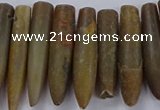 CTD2676 Top drilled 8*30mm - 12*50mm bullet agate fossil beads