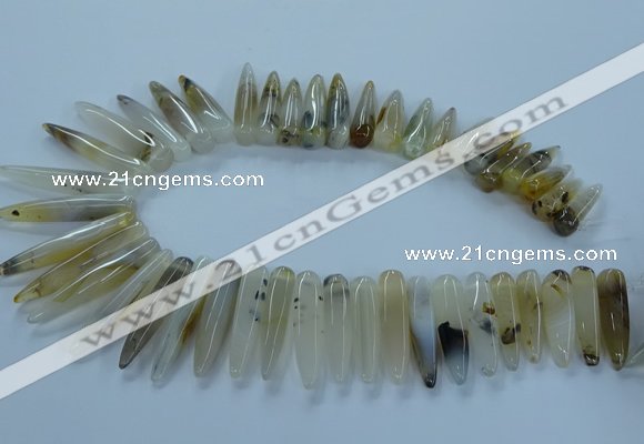 CTD2682 Top drilled 8*25mm - 10*50mm bullet montana agate beads