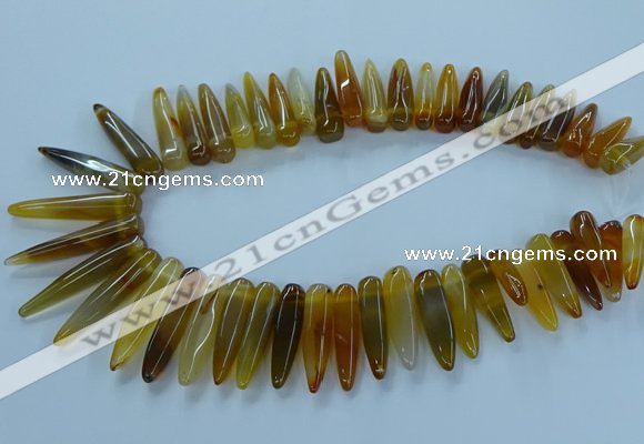 CTD2683 Top drilled 8*25mm - 10*50mm bullet agate gemstone beads