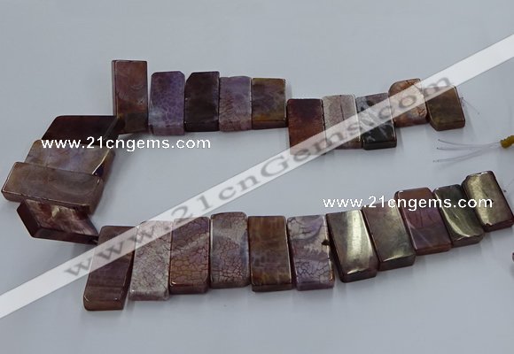 CTD2690 Top drilled 16*22mm - 16*55mm rectangle agate beads