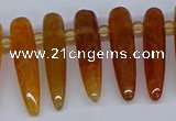 CTD2724 Top drilled 8*35mm bullet agate gemstone beads wholesale