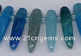 CTD2727 Top drilled 8*35mm bullet agate gemstone beads wholesale