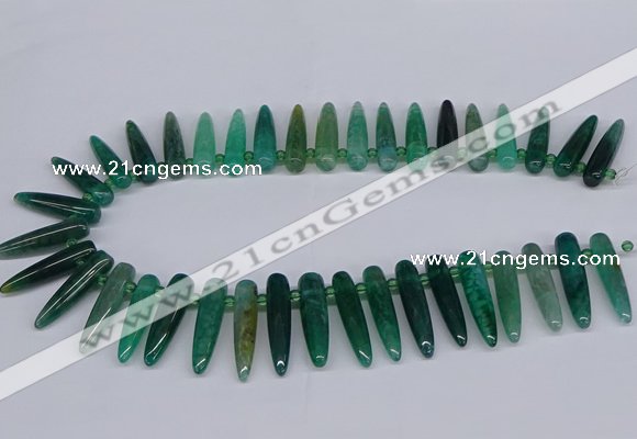 CTD2728 Top drilled 8*35mm bullet agate gemstone beads wholesale