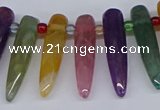 CTD2730 Top drilled 8*35mm bullet agate gemstone beads wholesale