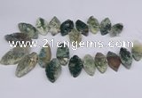 CTD2738 Top drilled 15*30mm - 25*50mm marquise moss agate beads