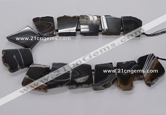 CTD2769 Top drilled 25*30mm - 35*40mm freeform line agate beads