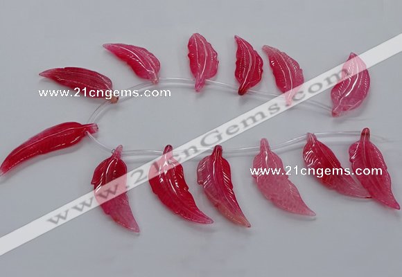 CTD2774 Top drilled 20*45mm - 25*55mm carved leaf agate beads