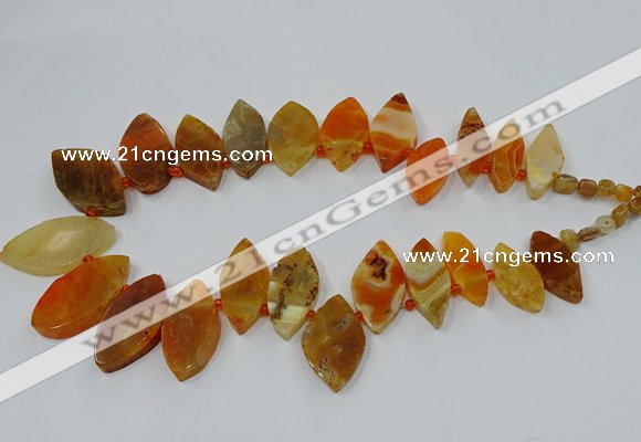 CTD2789 Top drilled 15*30mm - 25*45mm marquise agate gemstone beads