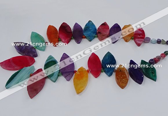 CTD2794 Top drilled 15*30mm - 25*45mm marquise agate gemstone beads