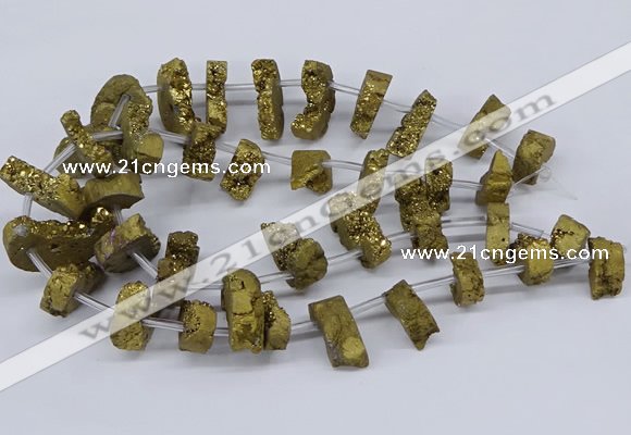 CTD2843 Top drilled 15*20mm - 18*40mm freeform plated druzy agate beads