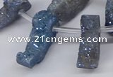 CTD2845 Top drilled 15*20mm - 18*40mm freeform plated druzy agate beads