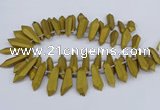 CTD2853 Top drilled 10*20mm - 15*50mm sticks plated quartz beads