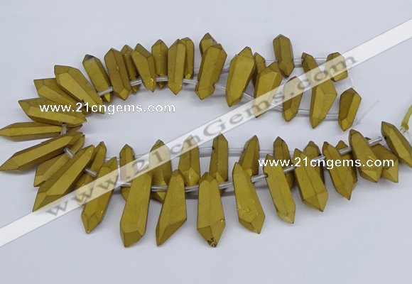 CTD2853 Top drilled 10*20mm - 15*50mm sticks plated quartz beads