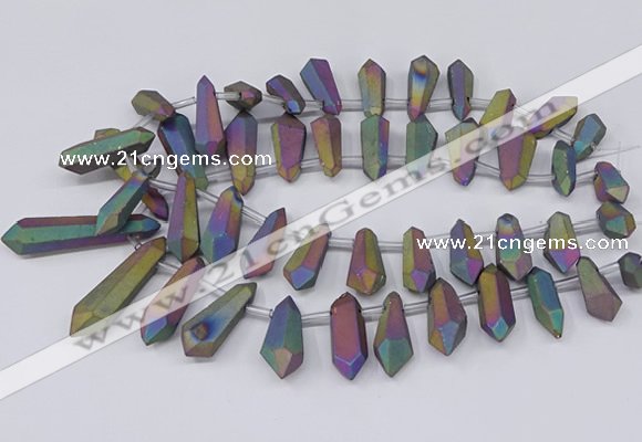 CTD2855 Top drilled 10*20mm - 15*50mm sticks plated quartz beads