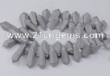 CTD2862 Top drilled 15*20mm - 22*50mm sticks plated quartz beads