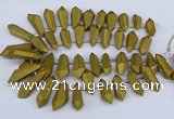 CTD2863 Top drilled 15*20mm - 22*50mm sticks plated quartz beads