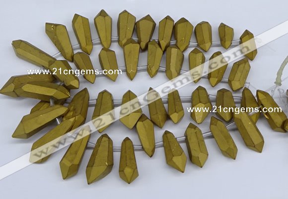 CTD2863 Top drilled 15*20mm - 22*50mm sticks plated quartz beads