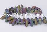 CTD2865 Top drilled 15*20mm - 22*50mm sticks plated quartz beads