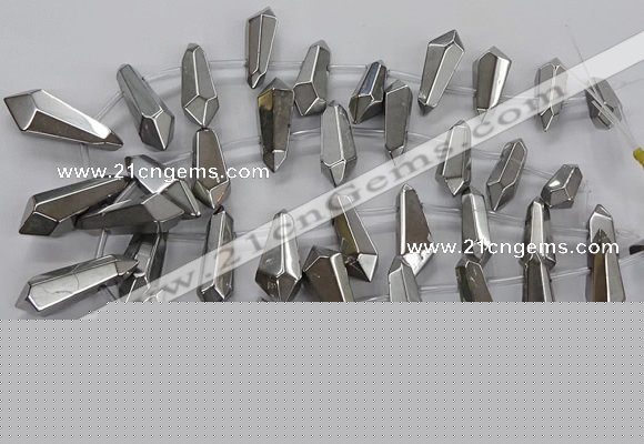 CTD2873 Top drilled 10*20mm - 15*50mm sticks plated quartz beads