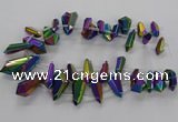 CTD2876 Top drilled 10*20mm - 15*50mm sticks plated quartz beads