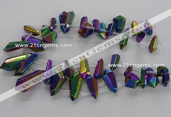 CTD2876 Top drilled 10*20mm - 15*50mm sticks plated quartz beads