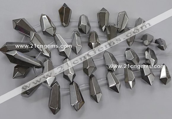 CTD2879 Top drilled 15*20mm - 22*50mm sticks plated quartz beads