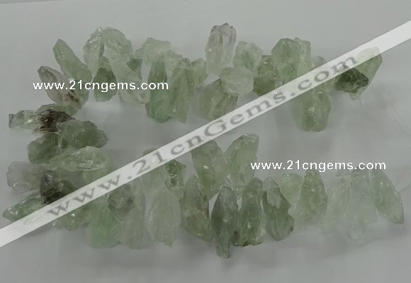 CTD2887 Top drilled 15*30mm - 18*40mm sticks green quartz beads