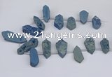 CTD2904 Top drilled 15*25mm - 25*55mm freeform plated druzy agate beads