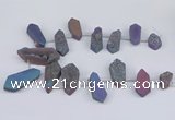 CTD2905 Top drilled 15*25mm - 25*55mm freeform plated druzy agate beads