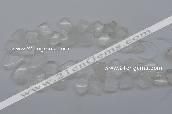 CTD300 Top drilled 15*20mm - 20*25mm freeform white crystal beads