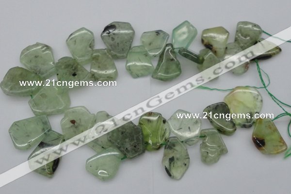 CTD305 Top drilled 15*20mm - 20*25mm freeform green rutilated quartz beads