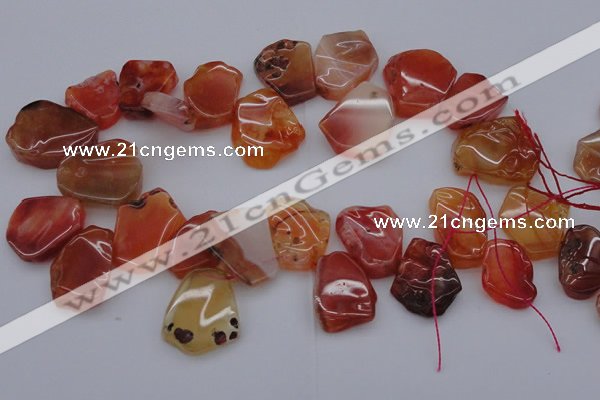 CTD307 Top drilled 15*20mm - 20*25mm freeform red agate beads