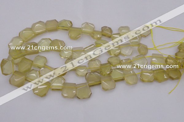 CTD312 Top drilled 15*18mm - 18*20mm faceted freeform lemon quartz beads