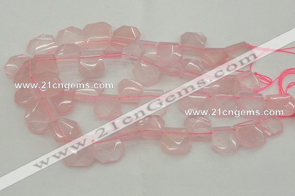 CTD314 Top drilled 15*18mm - 18*20mm faceted freeform rose quartz beads