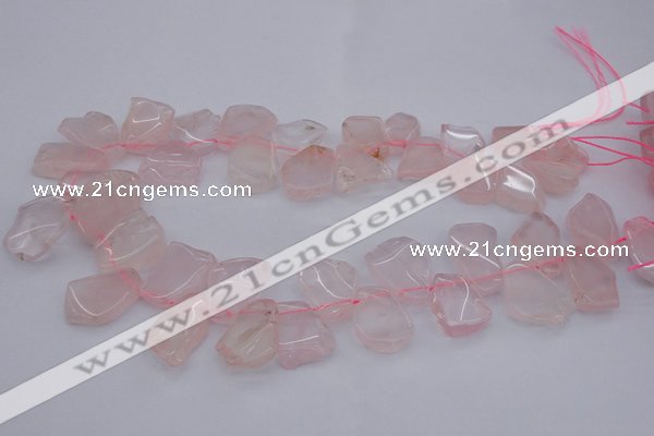 CTD320 Top drilled 15*20mm - 20*25mm freeform rose quartz beads