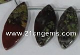 CTD33 Top drilled 10*24mm – 17*40mm marquise dragon blood jasper beads